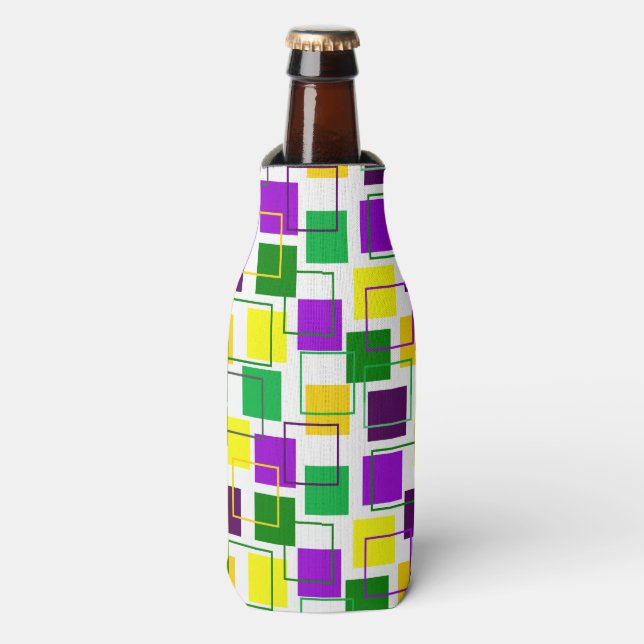Enfriador De Botellas Mardi Gras cuadradas y líneas generales (Frente de la botella)