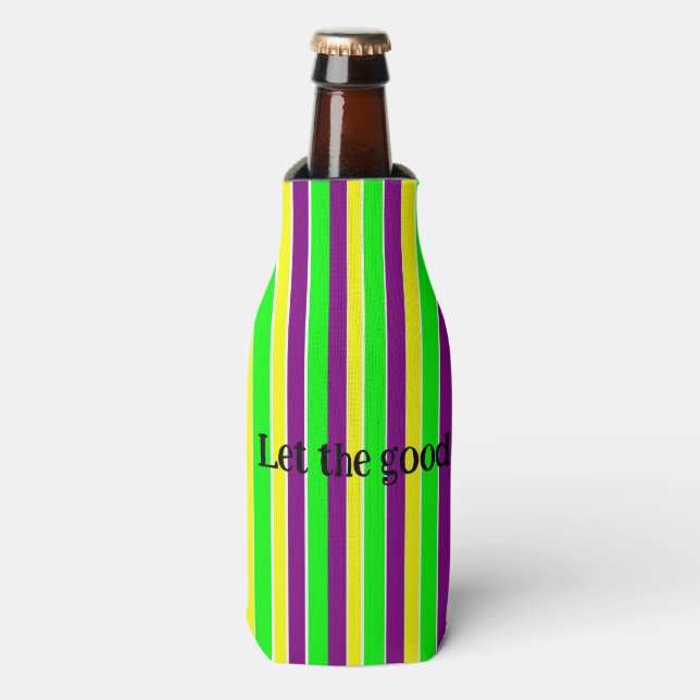 Enfriador De Botellas Mardi Gras Stripes (Frente de la botella)