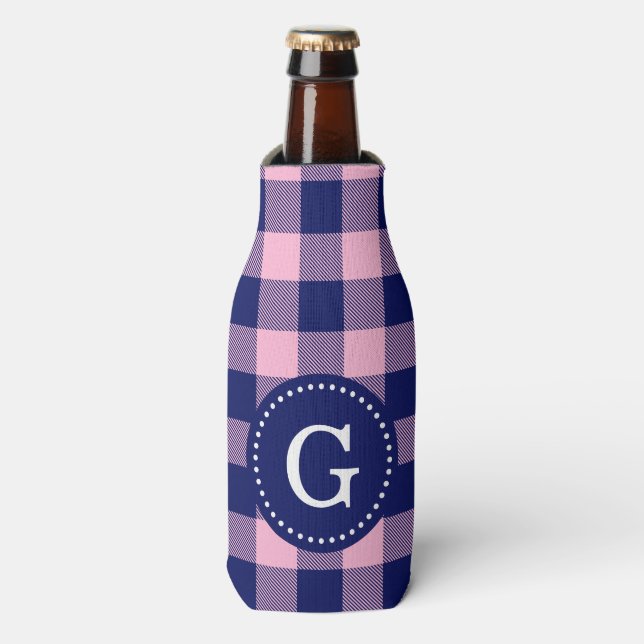 Enfriador De Botellas marino Blue Buffalo Plaid (Frente de la botella)