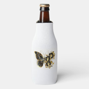 Enfriador De Botellas Mariposa de flores de oro con orquídea negra