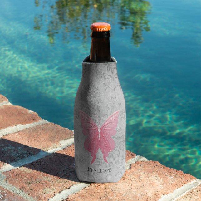 Enfriador De Botellas Mariposa de guijarro rosa (Piscina in situ)
