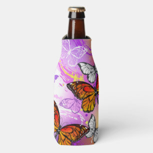 Enfriador De Botellas Mariposas monarcas en fondo morado
