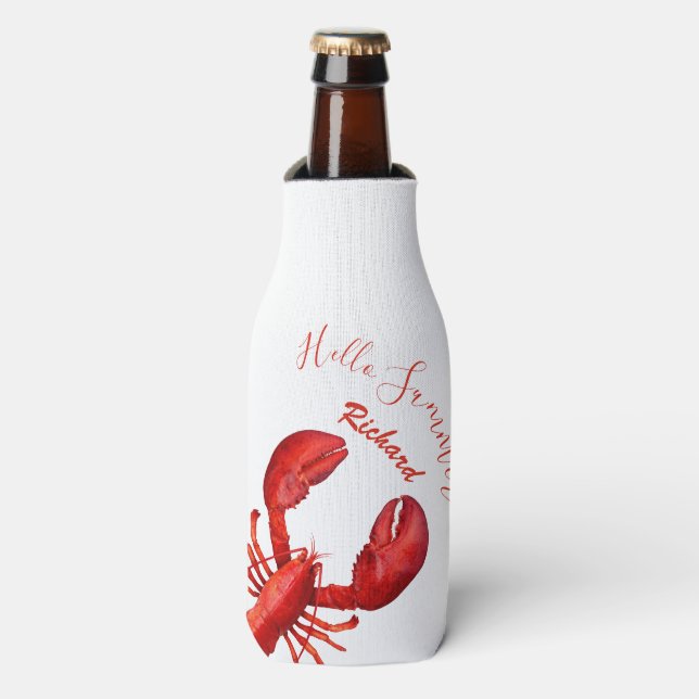 Enfriador De Botellas Mariscos blancos rojos de lóbulos (Frente de la botella)