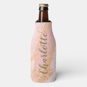 Enfriador De Botellas Mármol rosa y dorado Personalizado   