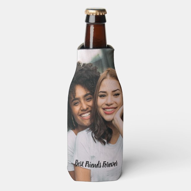 Enfriador De Botellas Mejor Amigo Personalizado Foto De Forever (Frente de la botella)