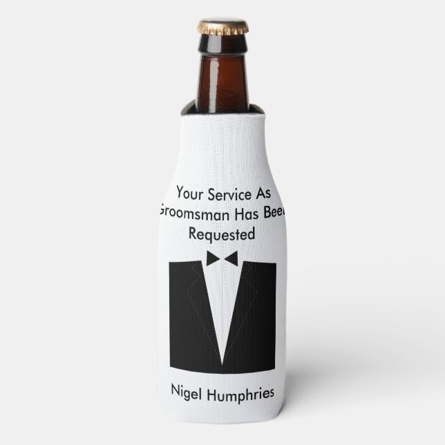 Enfriador De Botellas Mejor invitado hombre o groomsman (Frente de la botella)