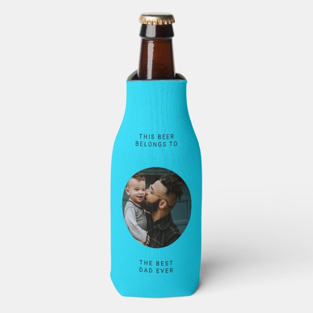 Enfriador De Botellas Mejor Papá Nunca | Foto Personalizado y texto Día  (Frente de la botella)