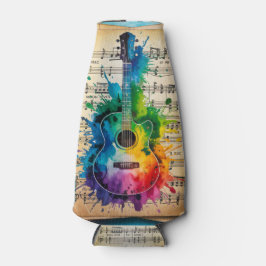 Enfriador De Botellas Melodía colorida: Guitarra pintada sobre música vi