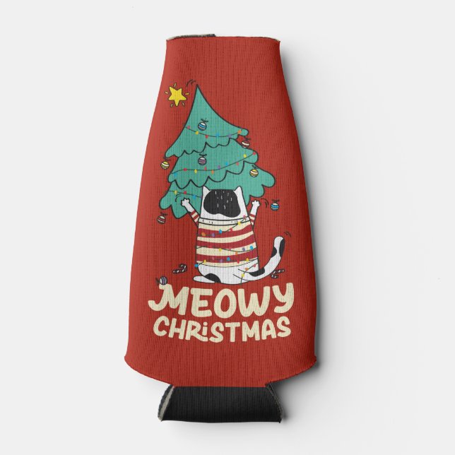 Enfriador De Botellas Meowy Navidades Funny Cat Lover (Anverso)