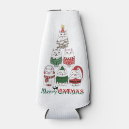 Enfriador De Botellas Merry Catmas Funny Navidades Kitten