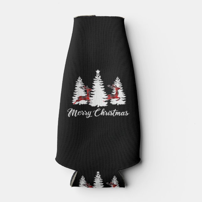Enfriador De Botellas Merry Christmas Shirt for Women Buffalo Plaid Rein (Anverso)