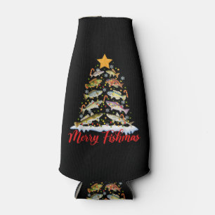 Enfriador De Botellas Merry Fishmas Divertido Árbol de Navidad Ilumina F