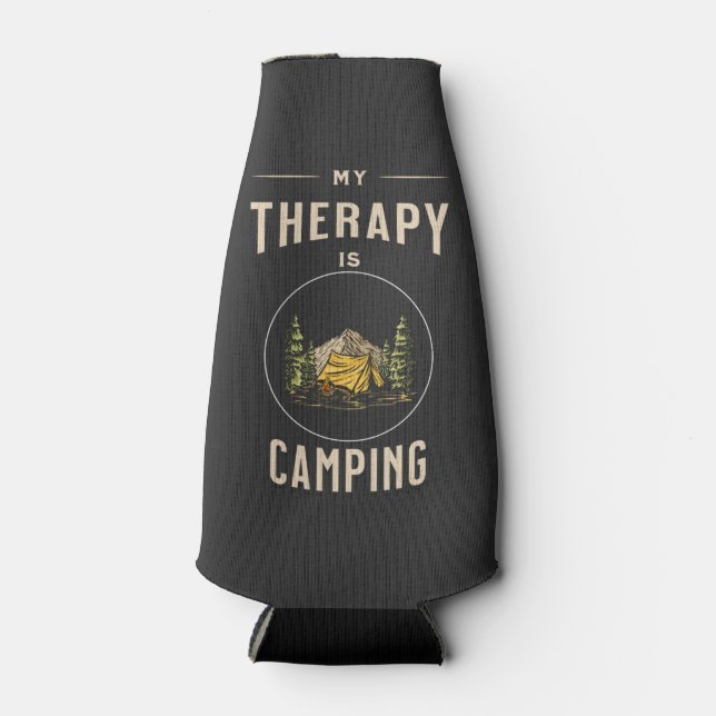 Enfriador De Botellas Mi terapia es acampar (Anverso)