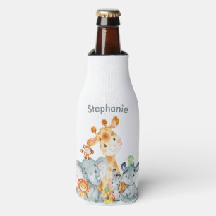 Enfriador De Botellas Mint gris acuarela Cute Safari Jungle Animales