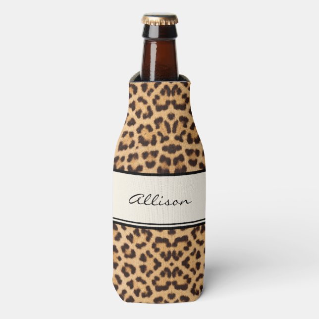 Enfriador De Botellas Moda clásica Leopard Print Personalizada (Frente de la botella)