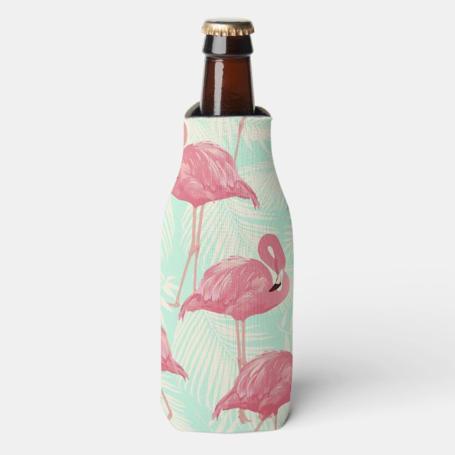 Enfriador De Botellas Moda Preppy Patrón Elegante Flamingo Rosa (Frente de la botella)