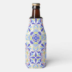 Enfriador De Botellas Modelo azul y verde del caleidoscopio