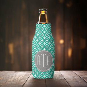 Enfriador De Botellas Modelo geométrico esmeralda con los monogramas