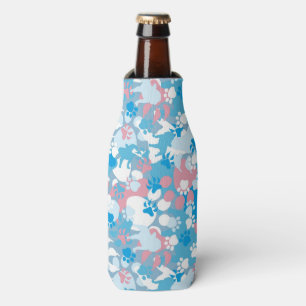 Enfriador De Botellas Modelo rosado y azul del perro del camuflaje