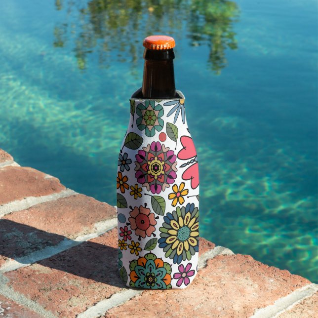 Enfriador De Botellas Modern Retro Floral Drawing Seamless Pattern Art (Piscina in situ)