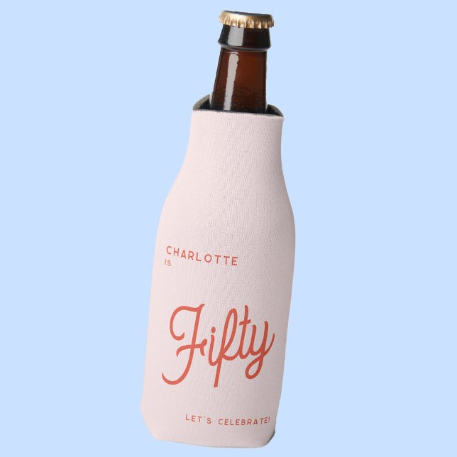 Enfriador De Botellas Moderno 50 Cincuenta Y Cincuenta Años (Personalized Fifty Fiftieth birthday bottle cooler)