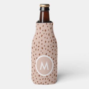 Enfriador De Botellas Monograma Beige de moda con Terracotta Boho Brown
