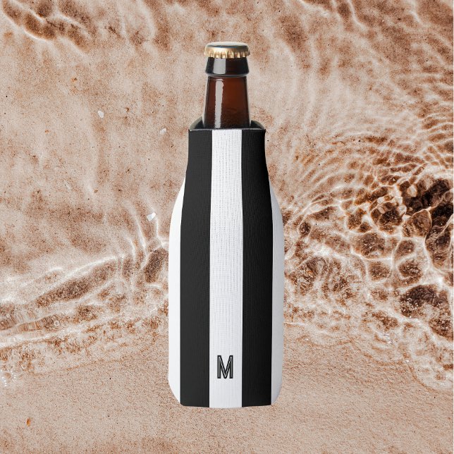 Enfriador De Botellas Monograma clásico de franja de cabana en blanco y  (Subido por el creador)