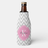 Monograma de Chevron gris y rosa