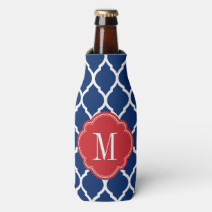 Enfriador De Botellas Monograma de cuatrefolios rojo blanco y azul marro