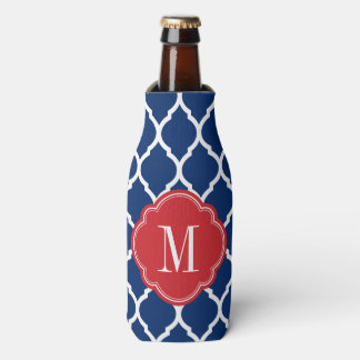 Enfriador De Botellas Monograma de cuatrefolios rojo blanco y azul marro