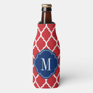 Enfriador De Botellas Monograma de cuatrefolios rojo blanco y azul marro
