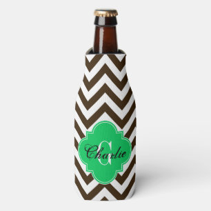 Enfriador De Botellas Monograma de Inicial de Nombre Verde Esmeralda Che