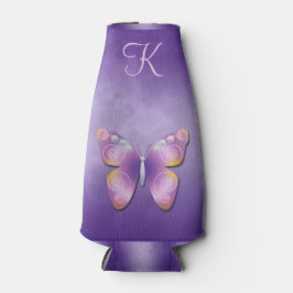 Enfriador De Botellas Monograma de mariposa malva pura