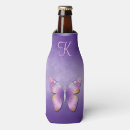 Enfriador De Botellas Monograma de mariposa malva pura