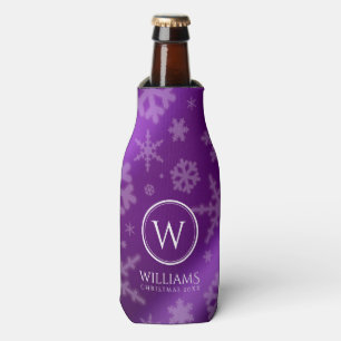 Enfriador De Botellas Monograma de nombre con copos de nieve de papel de