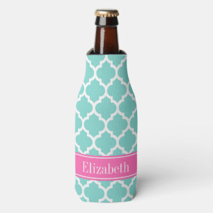 Enfriador De Botellas Monograma de turquesa Whisky marroquí #5 Hot Pink2