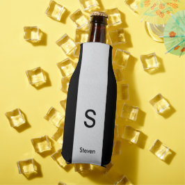 Enfriador De Botellas Monograma dos tonos negro moderno y gris claro