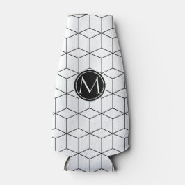 Enfriador De Botellas Monograma elegante en blanco y negro