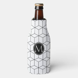 Enfriador De Botellas Monograma elegante en blanco y negro