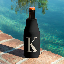 Enfriador De Botellas Monograma Elegante en Negro y Blanco