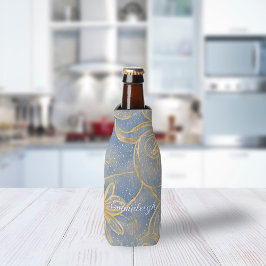 Enfriador De Botellas Monograma Floral Dorado Vintage Ligero