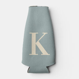 Enfriador De Botellas Monograma gris y blanco elegante