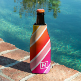 Enfriador De Botellas Monograma Guay moderno con franjas de verano