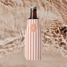 Enfriador De Botellas Monograma personalizado de franja de playa de Cora
