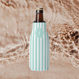 Enfriador De Botellas Monograma personalizado de franja de playa frances