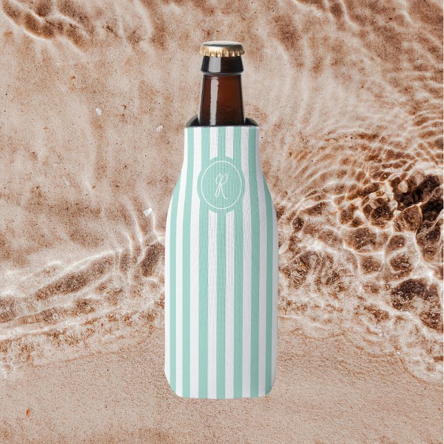 Enfriador De Botellas Monograma personalizado de franja de playa frances (Subido por el creador)