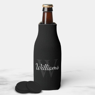 Enfriador De Botellas Monograma personalizado y nombre negro