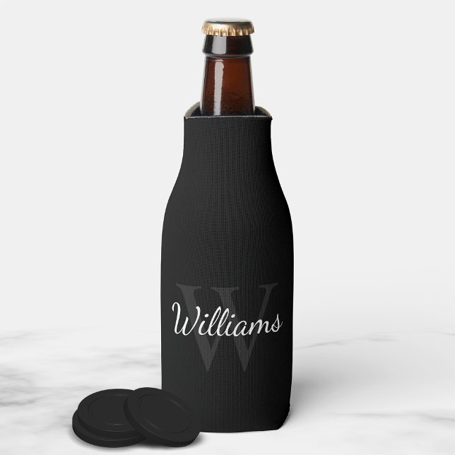 Enfriador De Botellas Monograma personalizado y nombre negro (Subido por el creador)