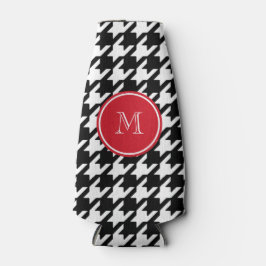 Enfriador De Botellas Monograma Rojo de Houndstap negro y blanco