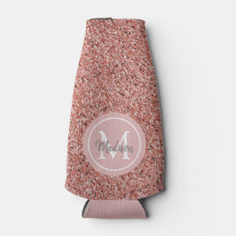 Enfriador De Botellas Monograma Rosa de Moda Giral Purpurina de oro Pers